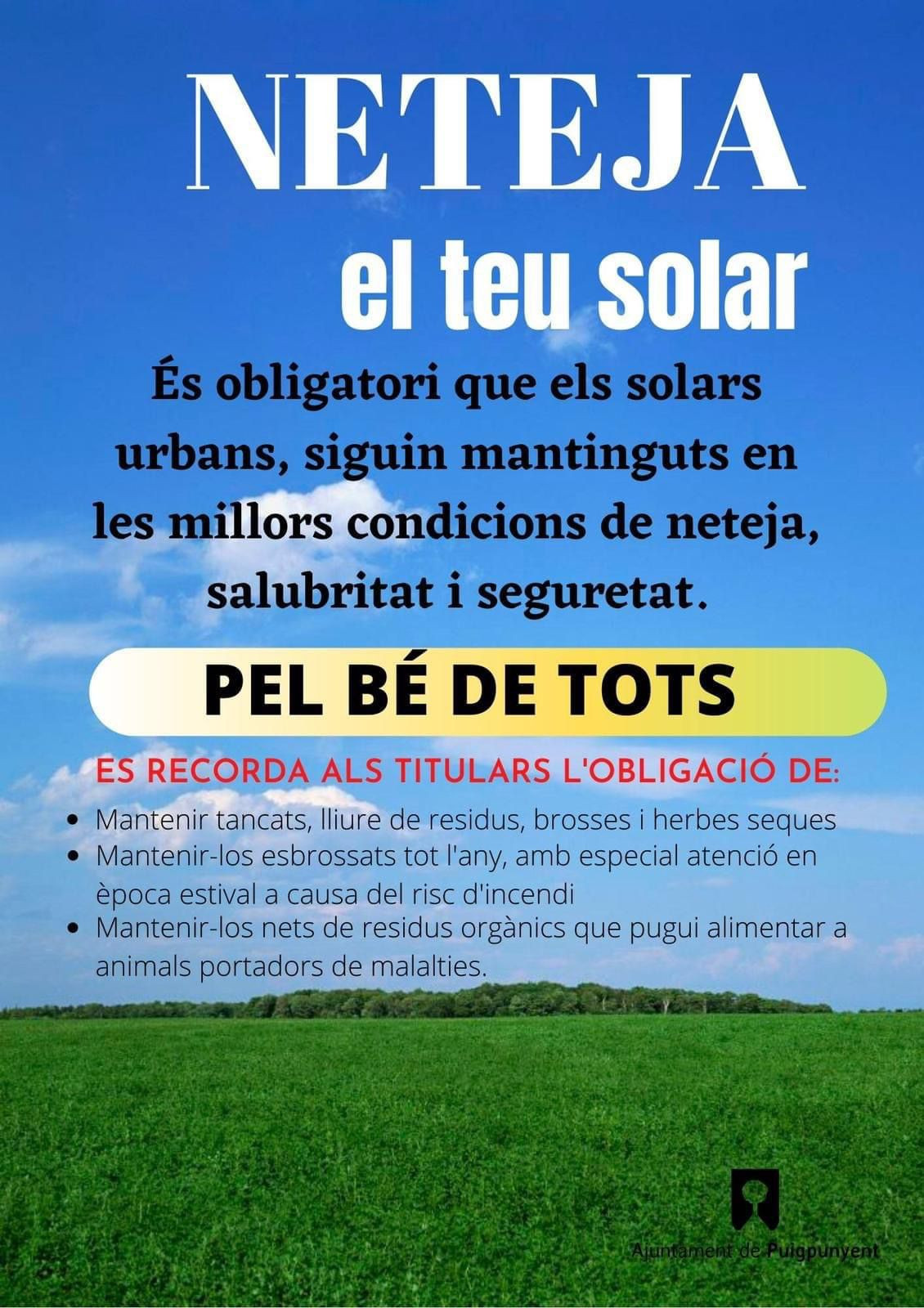 CARTELL NETEJA SOLARS