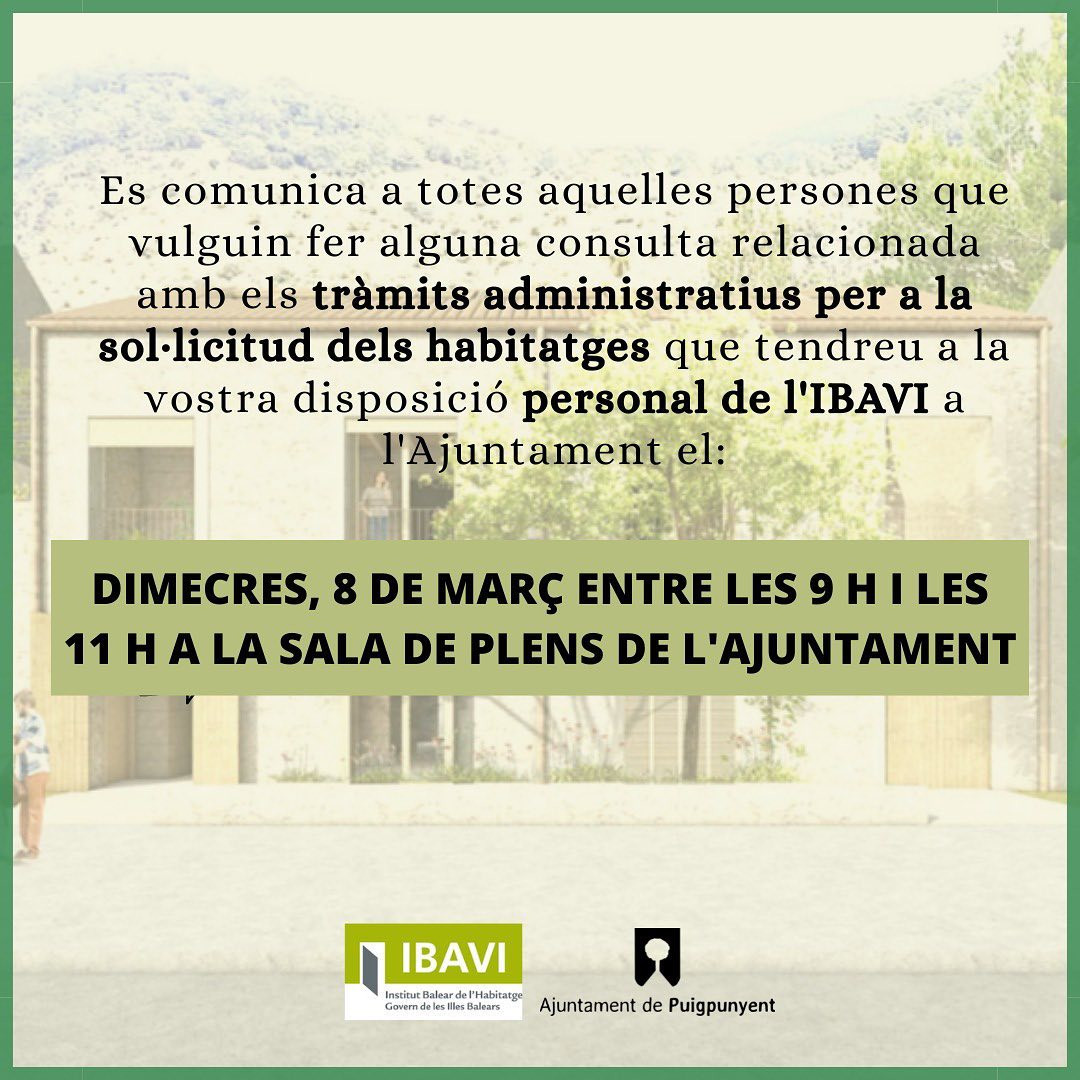 Consulta relacionada amb els tràmits administratius amb personal de l'Ibavi