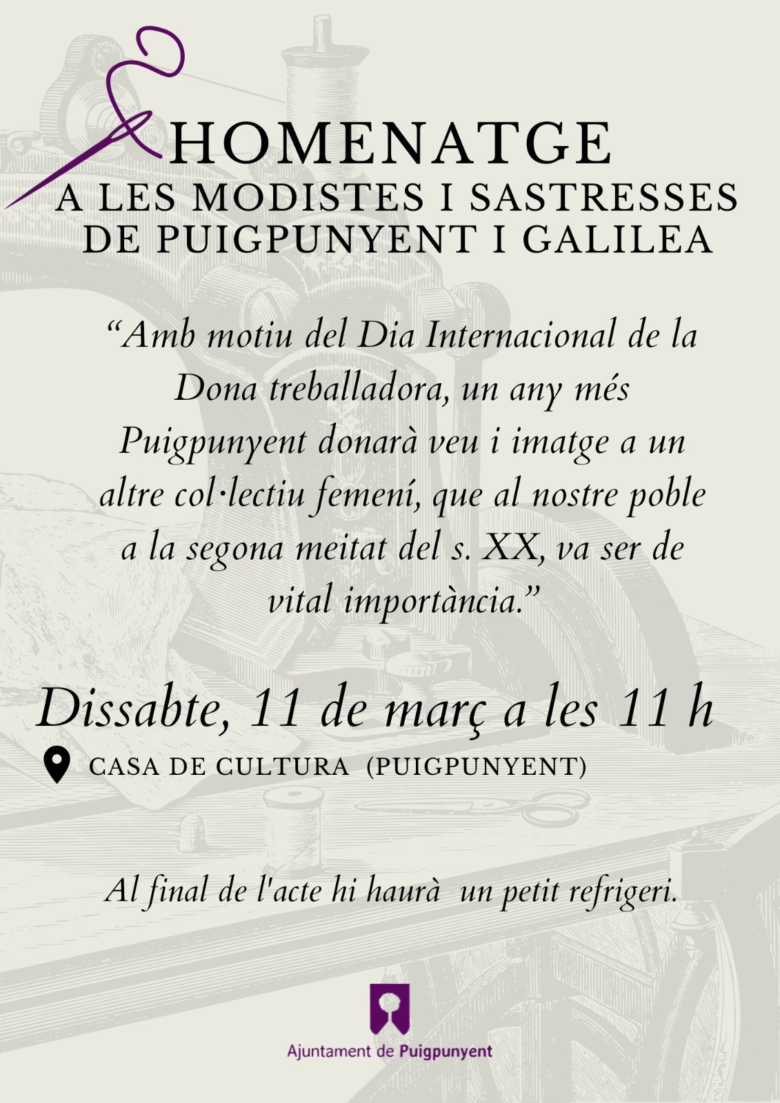 Homenatge a les modistes i sastresses de Puigpunyent i Galilea