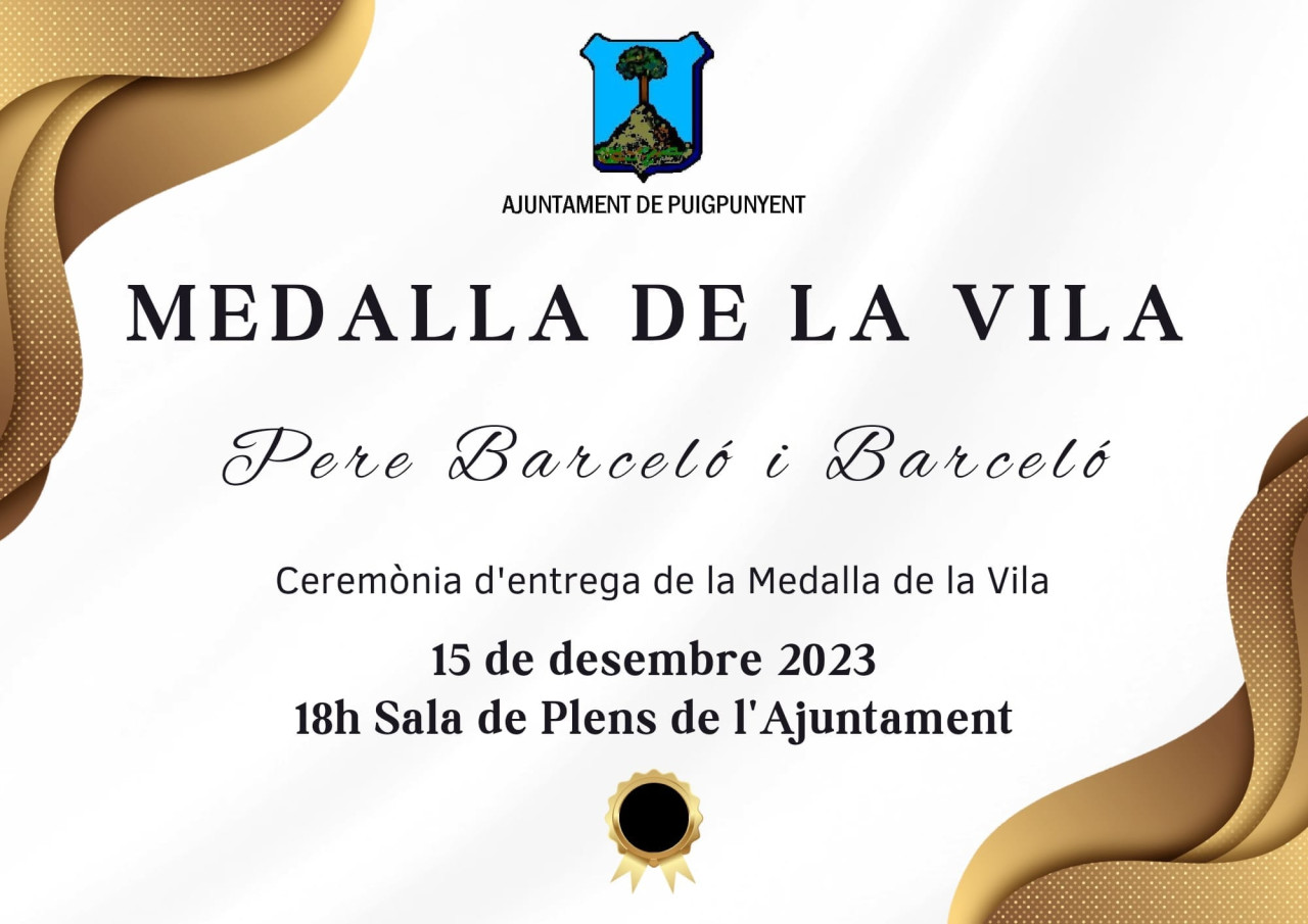 Cerimònia d'entrega de la Medalla de la Vila a Pere Barceló