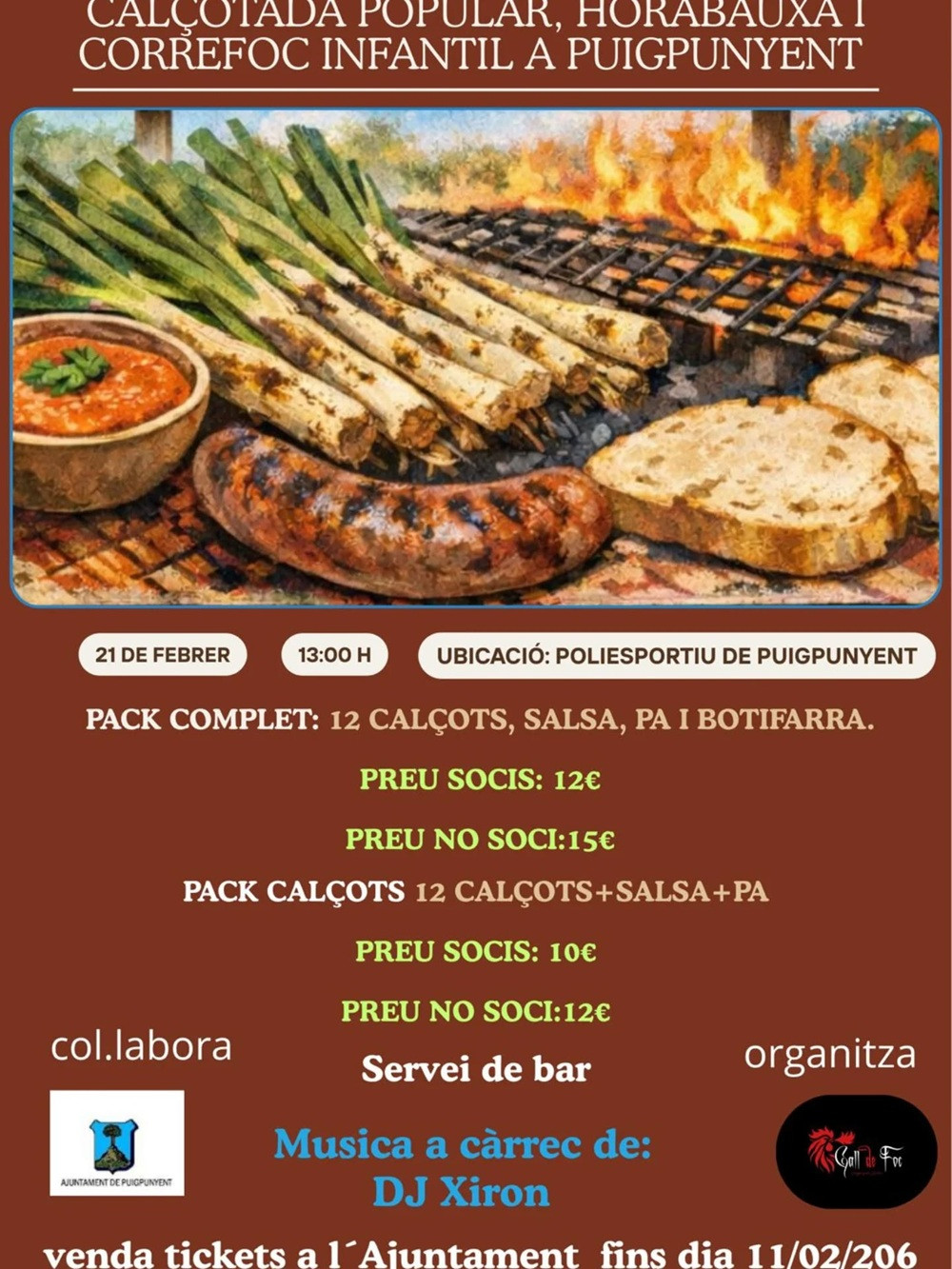 Calçotada popular, horabauxa i correfoc infantil