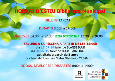 Horari d'estiu de la Biblioteca Municipal
